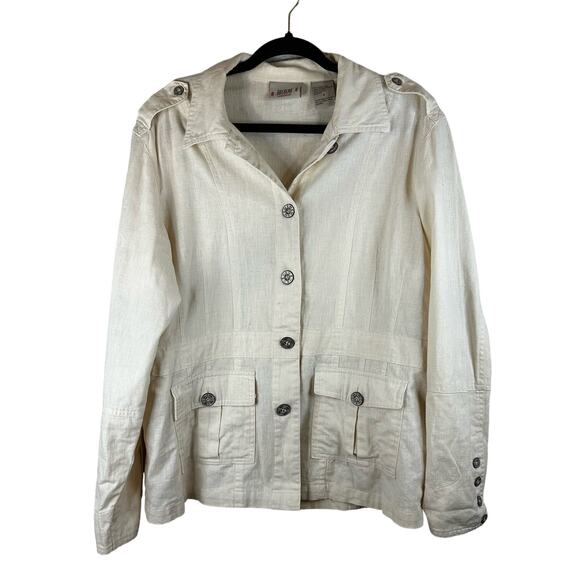 Biilblass Jeanswear White Button Up Collar Long Sleeved Jacket - Picture 1 of 4